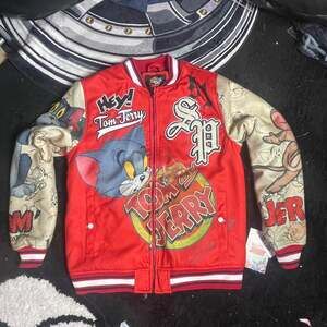 Southpole Tom and Jerry Varsity Jacket Red Streetwear Zip Up Size M NWT